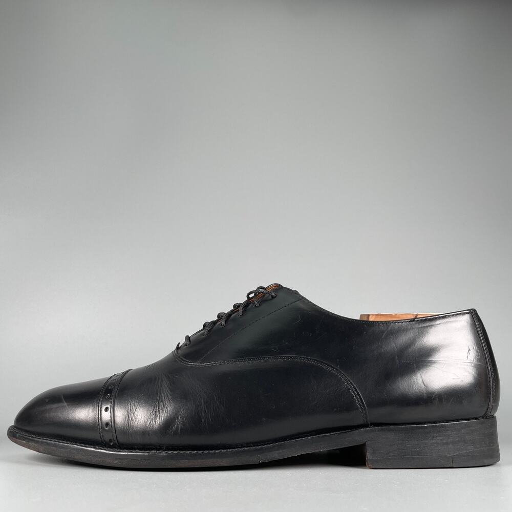 GH Bass & Co Men's Size 9.5 D Black Leather Casual Cap Toe Dress Shoe Oxford GUC